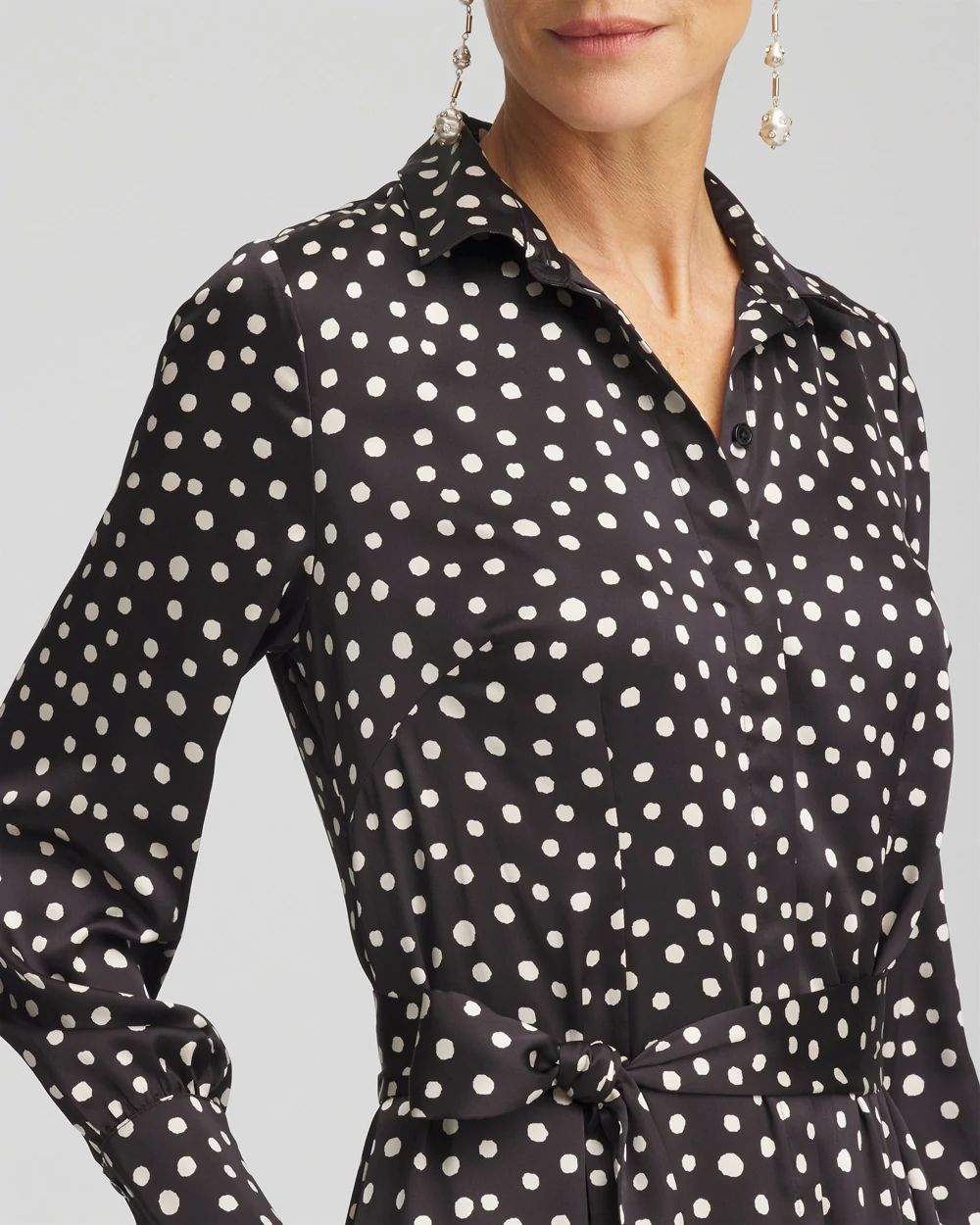 トップス polka dot shirt dress She + Sky Front Zip Polka Dots Cap Sleeve Midi Dress – The